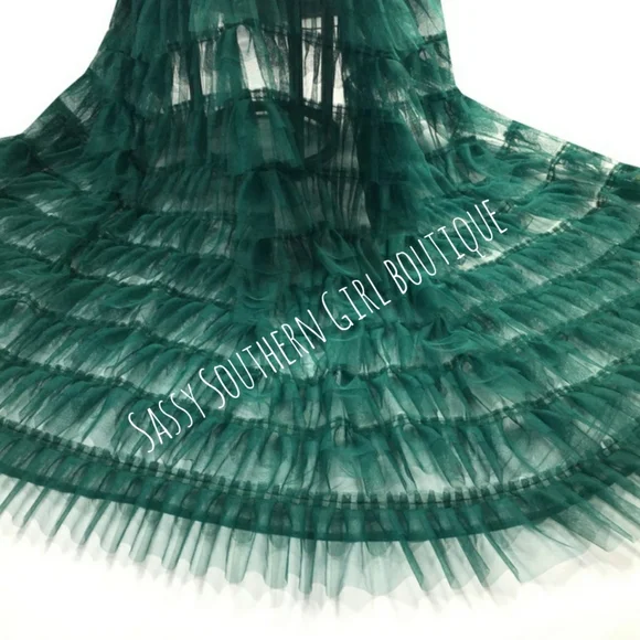 🆕⭐Dark green layered tulle maxi skirt